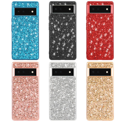 Glitter Electroplating TPU Bumper + Hard PC Back Panel Hybrid Phone Case Cover for Google Pixel 6 Pro