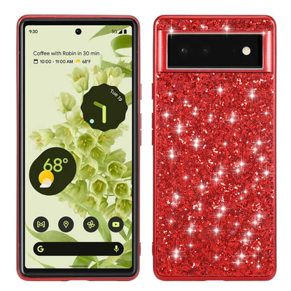 Glitter Electroplating TPU Bumper + Hard PC Back Panel Hybrid Phone Case Cover for Google Pixel 6 Pro