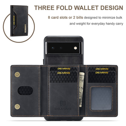 DG.MING M2 Series Multi Card Slots Anti-fall Magnetic Wallet Design Hybrid Case with Kickstand for Google Pixel 6