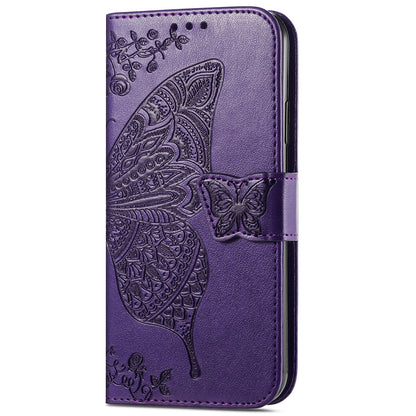 For Google Pixel 6a Butterfly Flower Imprinted PU Leather Wallet Flip Case with Stand and Strap