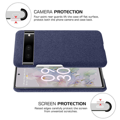 For Google Pixel 7 Drop Proof Solid Color Cloth Texture Protective Shell Hard PC Phone Case