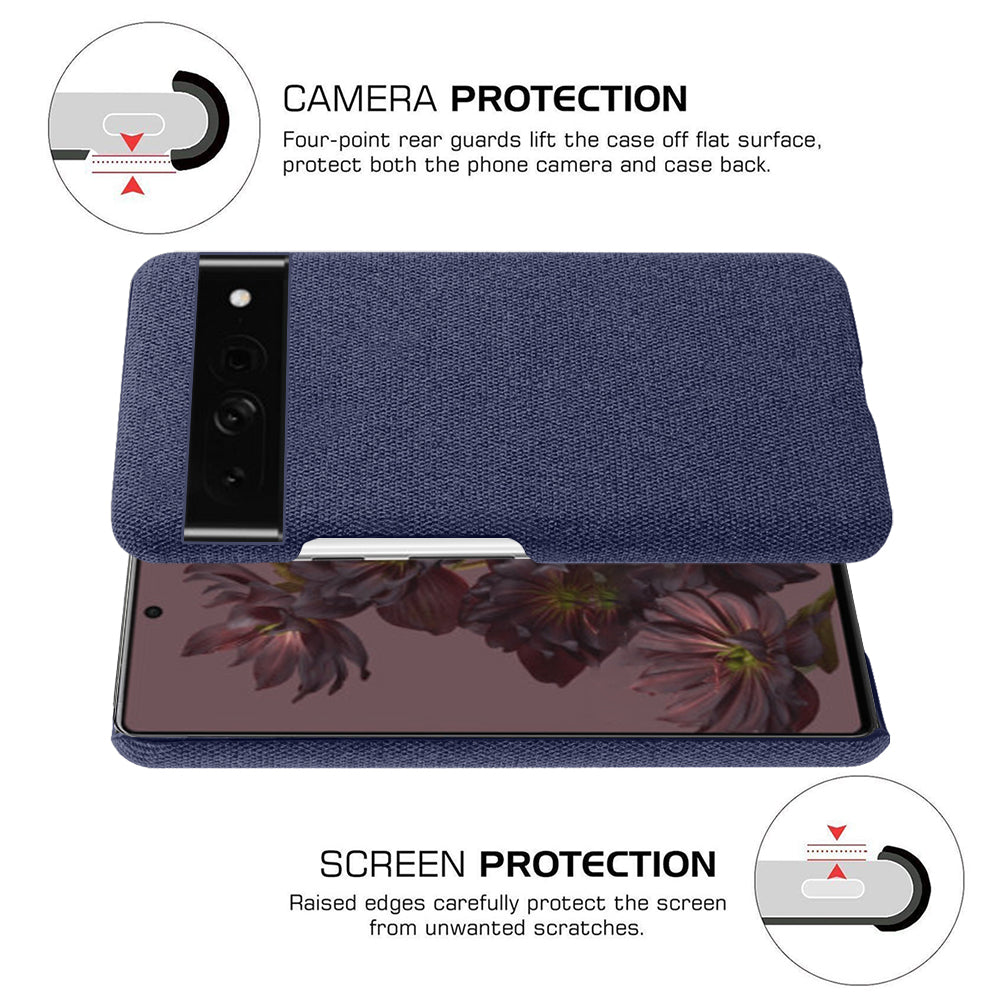 For Google Pixel 7 Pro Solid Color Cloth Texture Protective Shell Anti-scratch Hard PC Phone Case