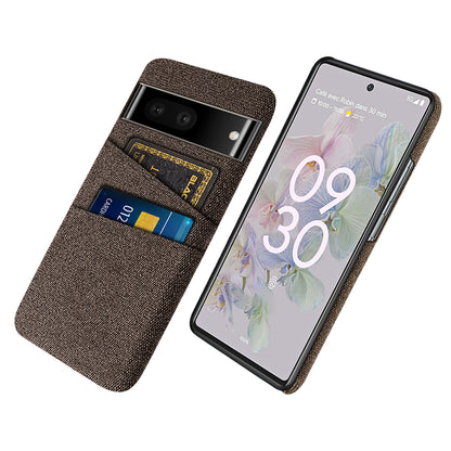 Cloth Texture Phone Case for Google Pixel 7, Anti-scratch Hard PC Cover with Dual Card Slots