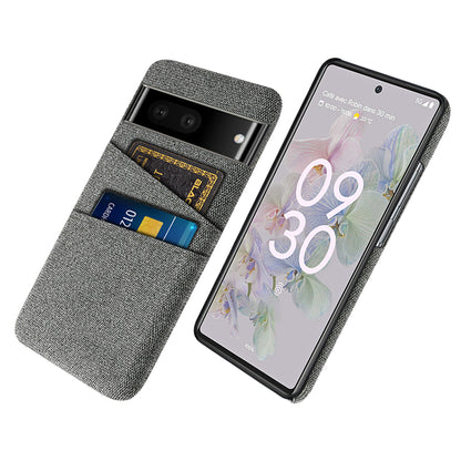 Cloth Texture Phone Case for Google Pixel 7, Anti-scratch Hard PC Cover with Dual Card Slots