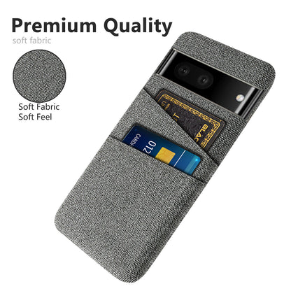 Cloth Texture Phone Case for Google Pixel 7, Anti-scratch Hard PC Cover with Dual Card Slots