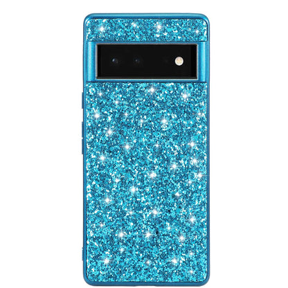 For Google Pixel 7 Pro Shiny Glitter Sequins Electroplating Phone Case TPU Bumper + PC Back Cover