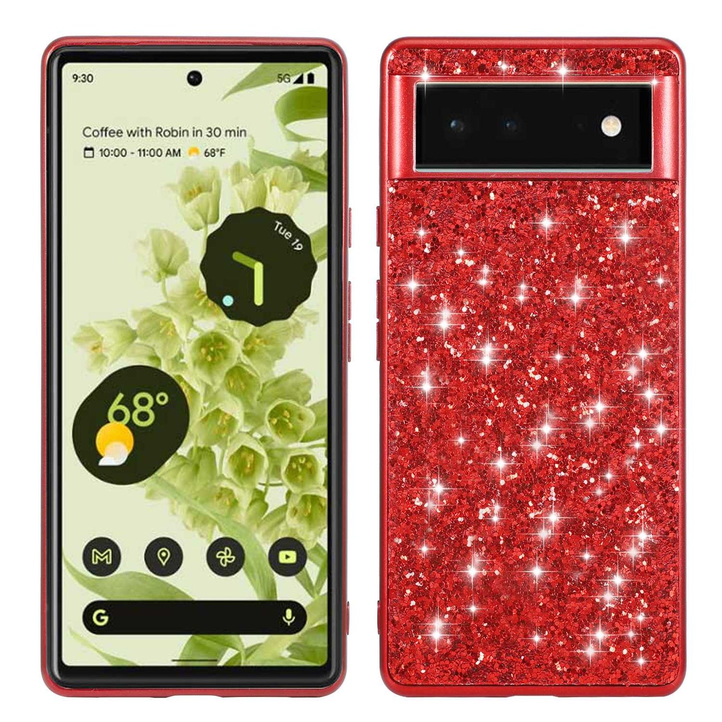 For Google Pixel 7 Pro Shiny Glitter Sequins Electroplating Phone Case TPU Bumper + PC Back Cover