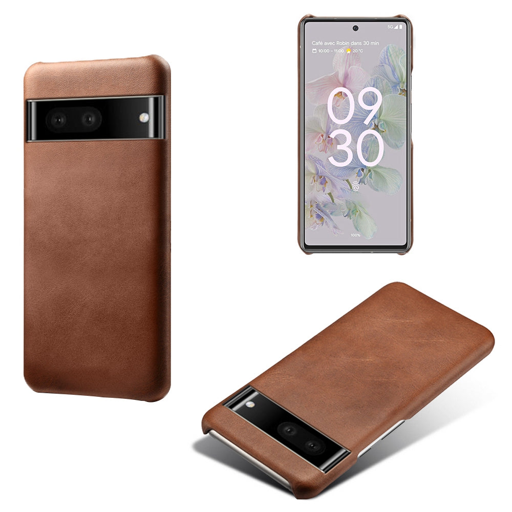 For Google Pixel 6a 5G Drop-proof Phone Case PU Leather Coating Wear-resistant Hard PC Protective Cover