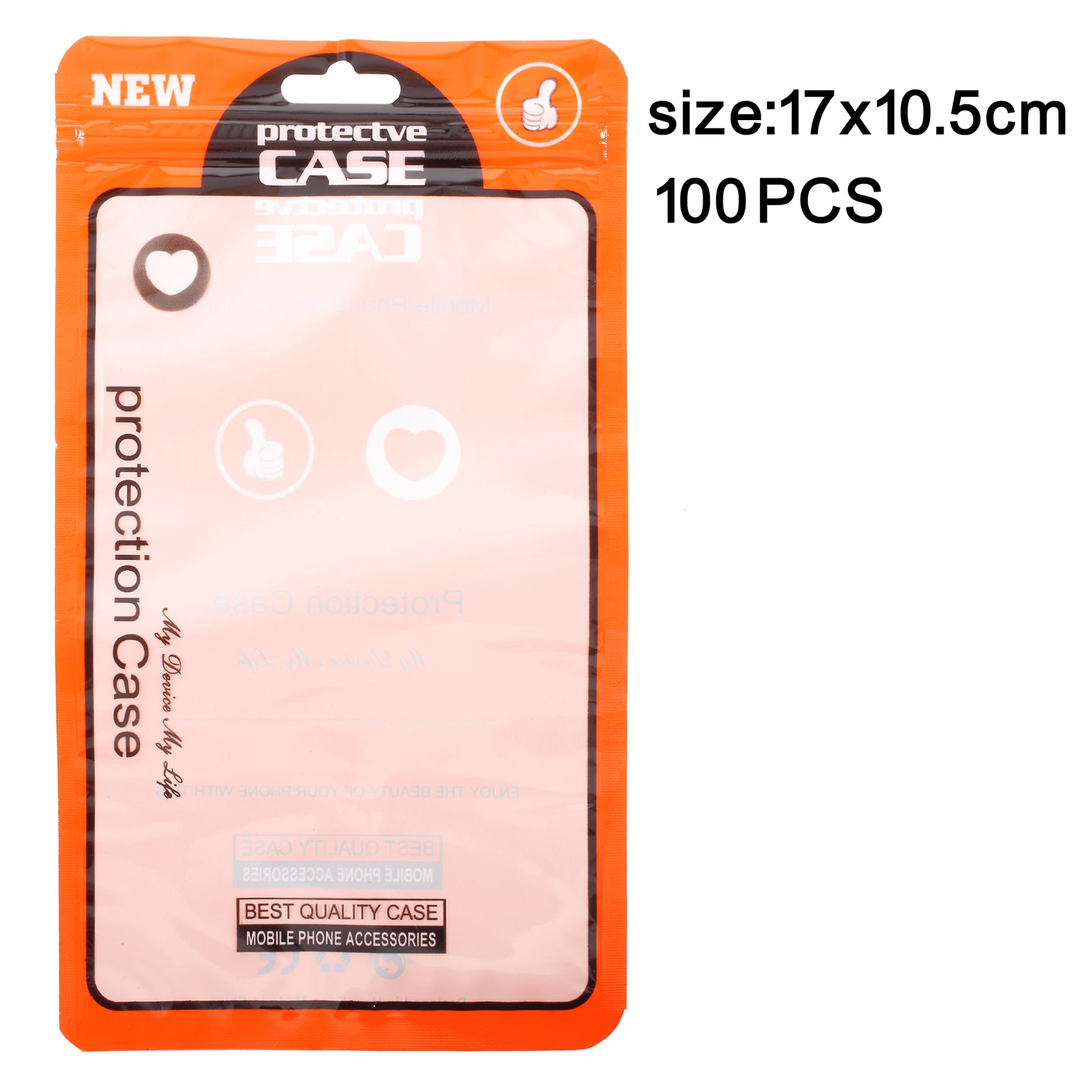 100Pcs/Lot Zip Lock Plastic Retail Packaging Bag for iPhone X/8/8 Plus Cases, Inner Size: 17 x 10.5cm