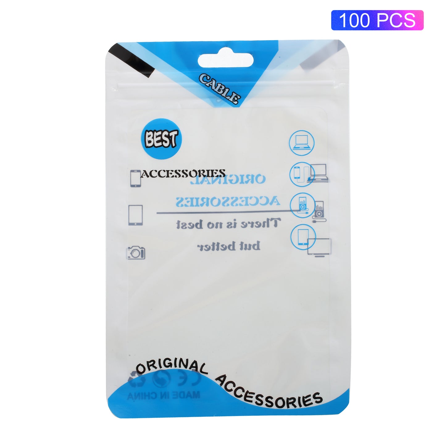 100Pcs/Lot Ziplock Package Packaging Bag for iPhone SE/5S/5 Case, Inner Size: 13x9cm