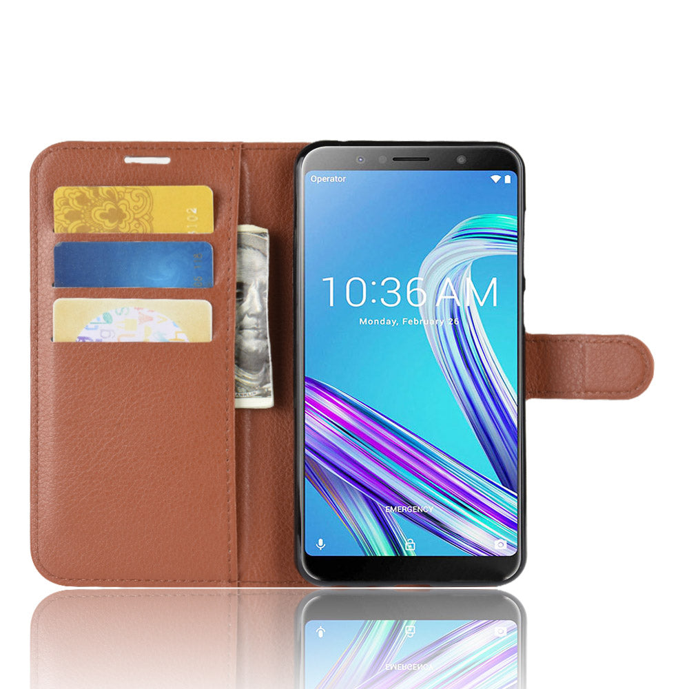 Litchi Skin Wallet Leather Stand Case for Asus Zenfone Max Pro (M1) ZB601KL