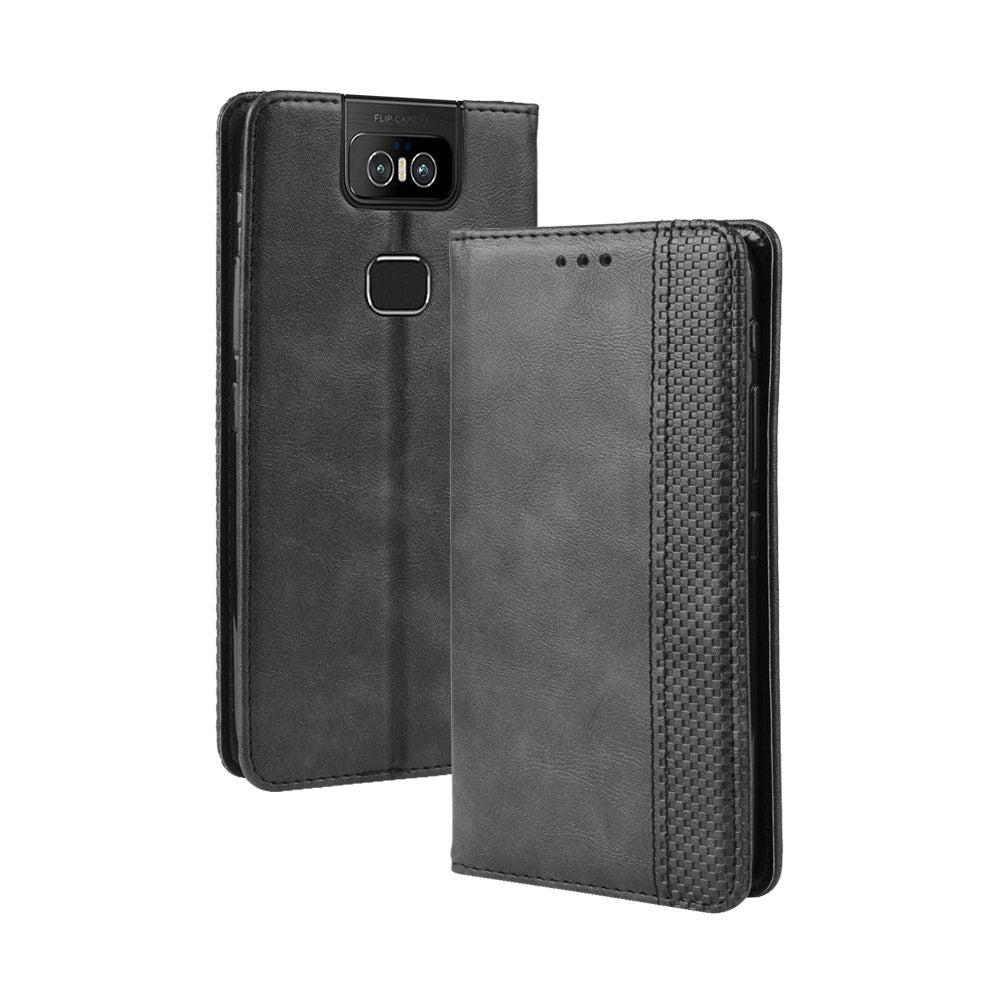 Vintage Style PU Leather Wallet Phone Cover for Asus Zenfone 6 ZS630KL/Zenfone 6z/Zenfone 6 2019