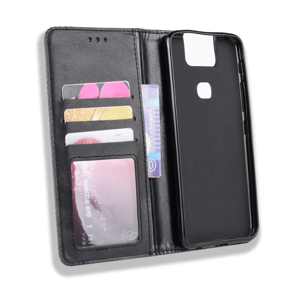 Vintage Style PU Leather Wallet Phone Cover for Asus Zenfone 6 ZS630KL/Zenfone 6z/Zenfone 6 2019