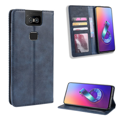 Vintage Style PU Leather Wallet Phone Cover for Asus Zenfone 6 ZS630KL/Zenfone 6z/Zenfone 6 2019