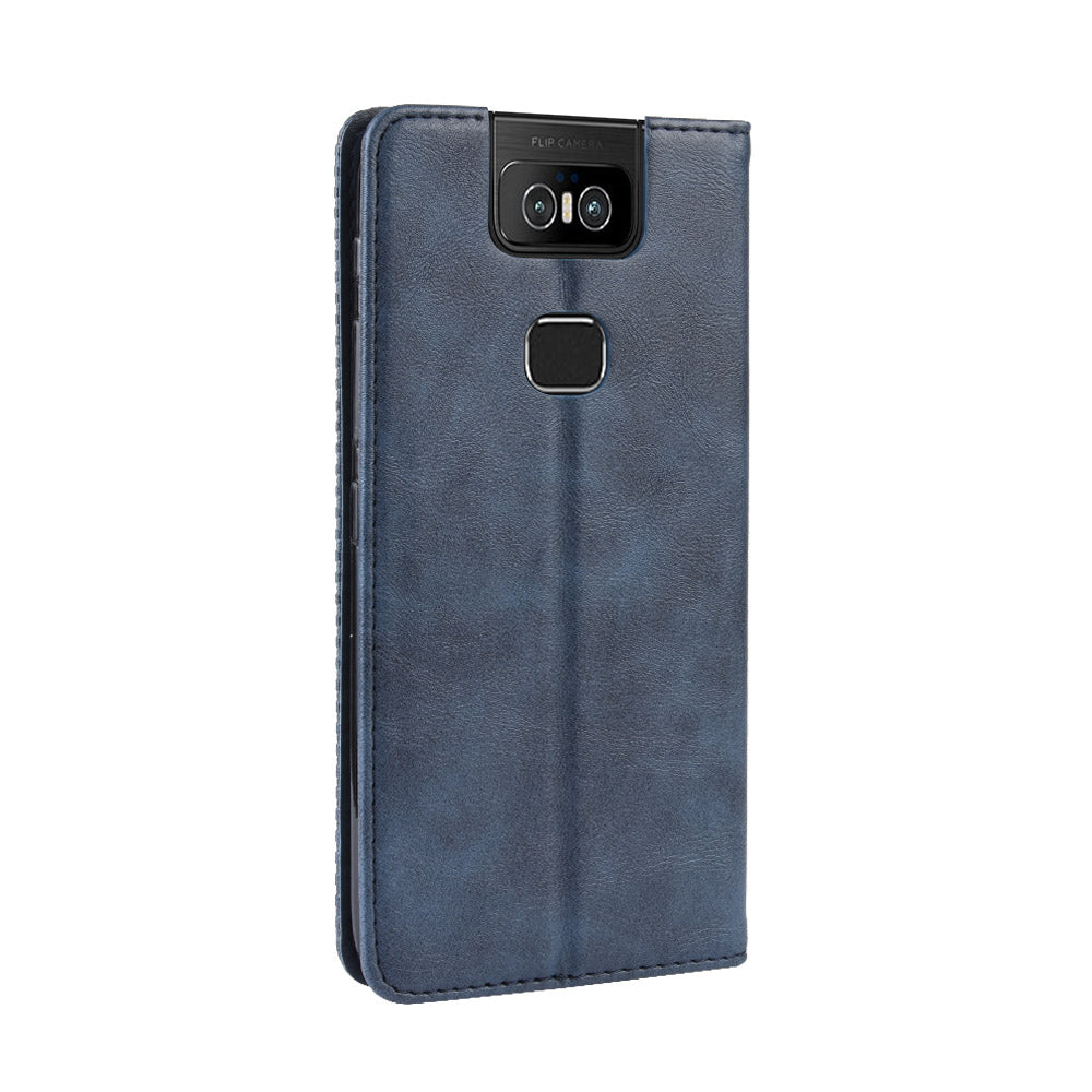 Vintage Style PU Leather Wallet Phone Cover for Asus Zenfone 6 ZS630KL/Zenfone 6z/Zenfone 6 2019