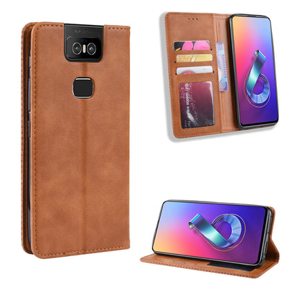 Vintage Style PU Leather Wallet Phone Cover for Asus Zenfone 6 ZS630KL/Zenfone 6z/Zenfone 6 2019