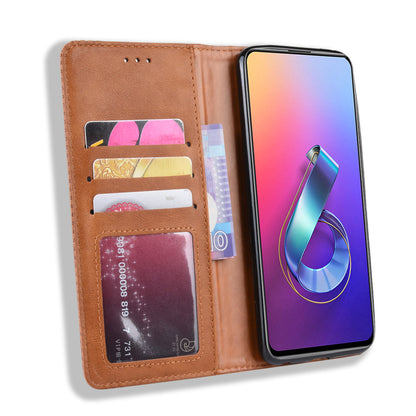 Vintage Style PU Leather Wallet Phone Cover for Asus Zenfone 6 ZS630KL/Zenfone 6z/Zenfone 6 2019