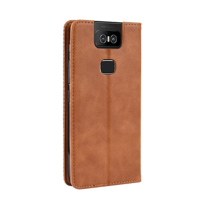 Vintage Style PU Leather Wallet Phone Cover for Asus Zenfone 6 ZS630KL/Zenfone 6z/Zenfone 6 2019