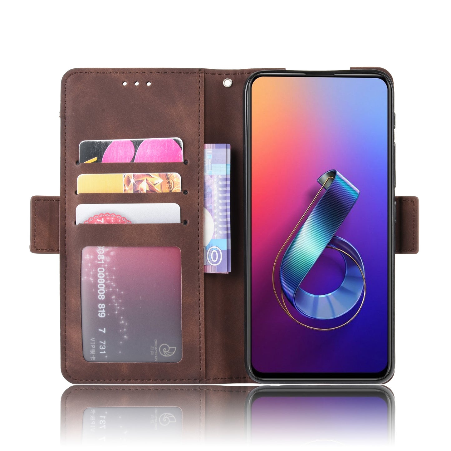 PU Leather Stand Wallet Phone Casing Cover for Asus Zenfone 6 ZS630KL