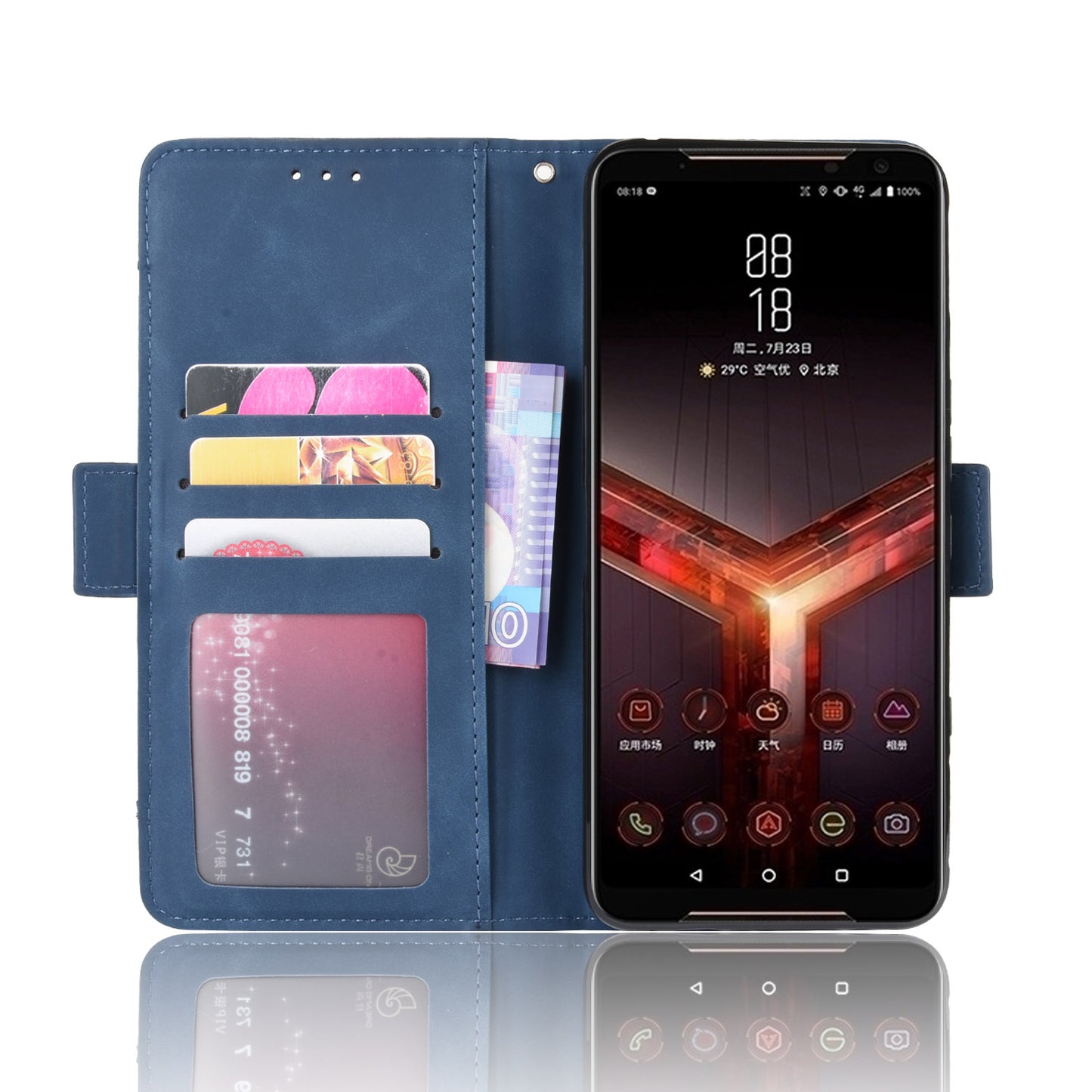 PU Leather Phone Case Covering with Card Slots for Asus ROG Phone II ZS660KL