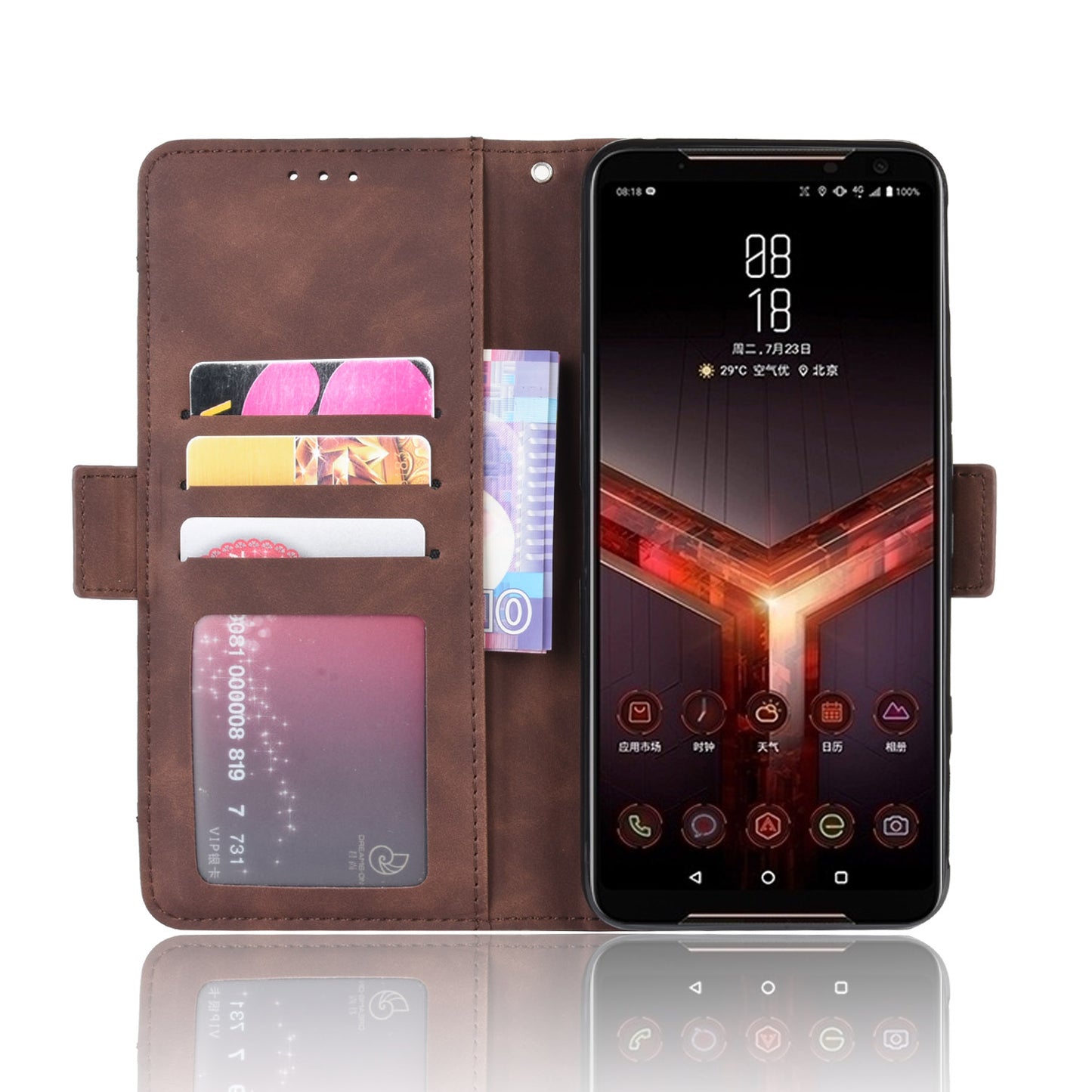 PU Leather Phone Case Covering with Card Slots for Asus ROG Phone II ZS660KL