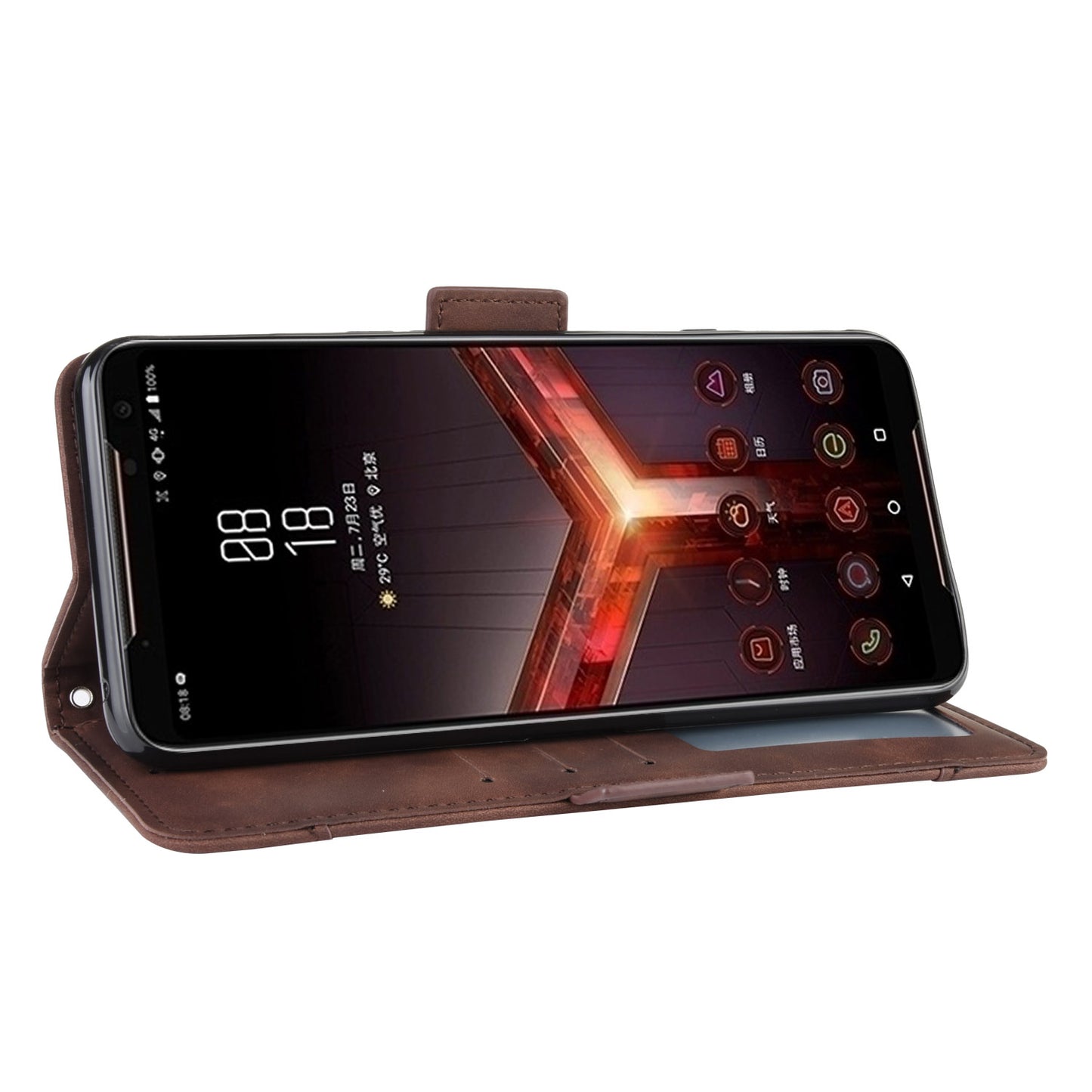 PU Leather Phone Case Covering with Card Slots for Asus ROG Phone II ZS660KL