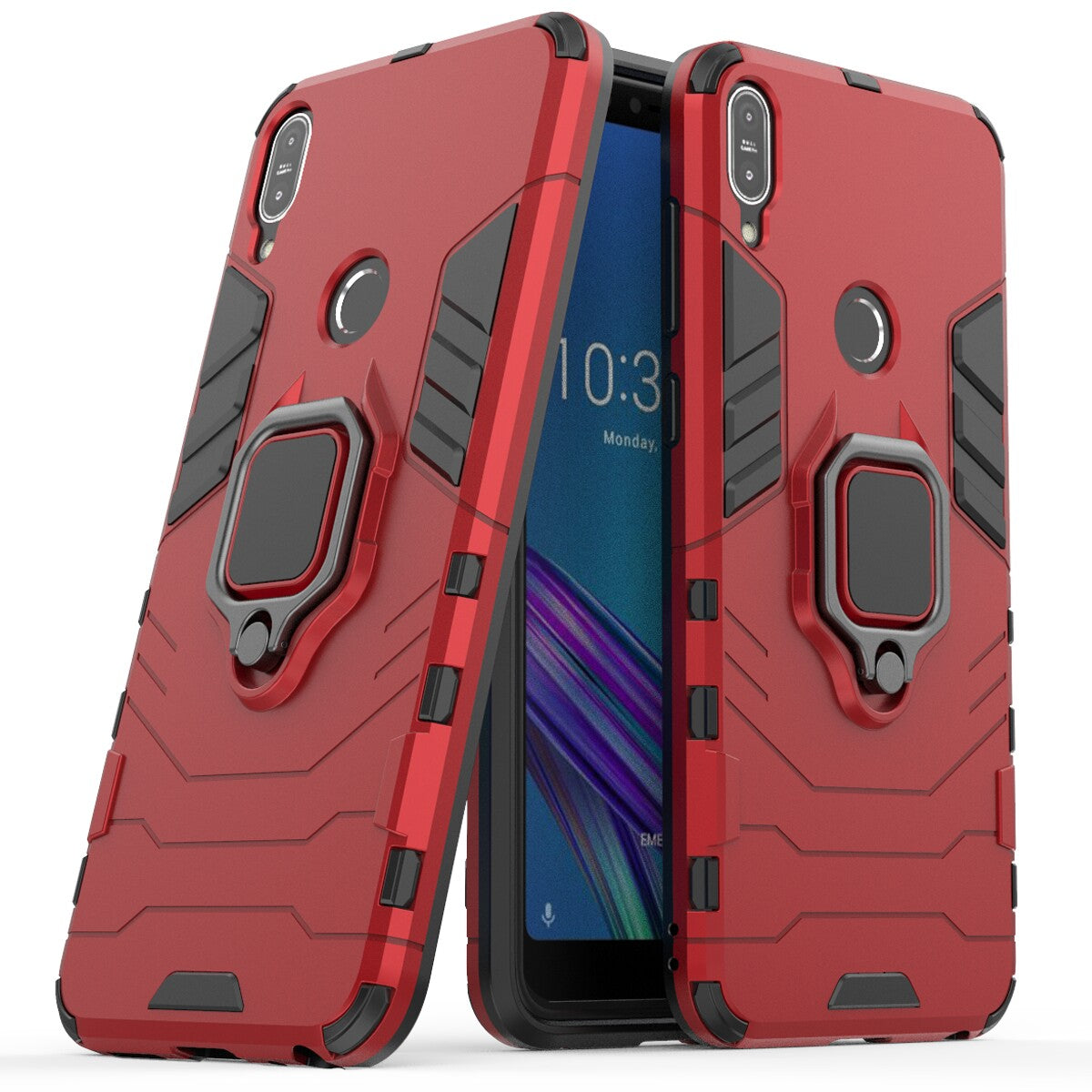 Cool Armor Guard Ring Holder Kickstand PC TPU Hybrid Cell Phone Case for Asus ZenFone Max Pro (M1) ZB602KL