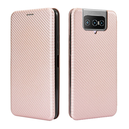 Auto-absorbed Carbon Fiber Texture Stand Leather Case with Card Slot for Asus Zenfone 7 ZS670KS/7 Pro ZS671KS