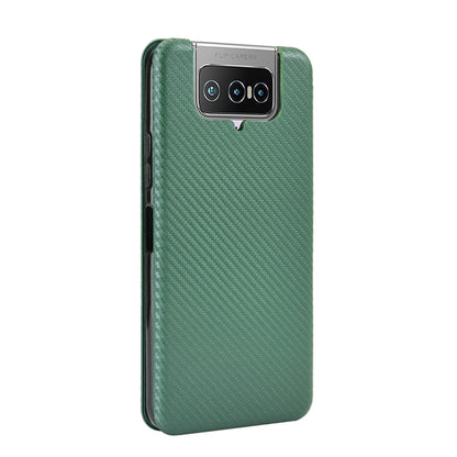 Auto-absorbed Carbon Fiber Texture Stand Leather Case with Card Slot for Asus Zenfone 7 ZS670KS/7 Pro ZS671KS