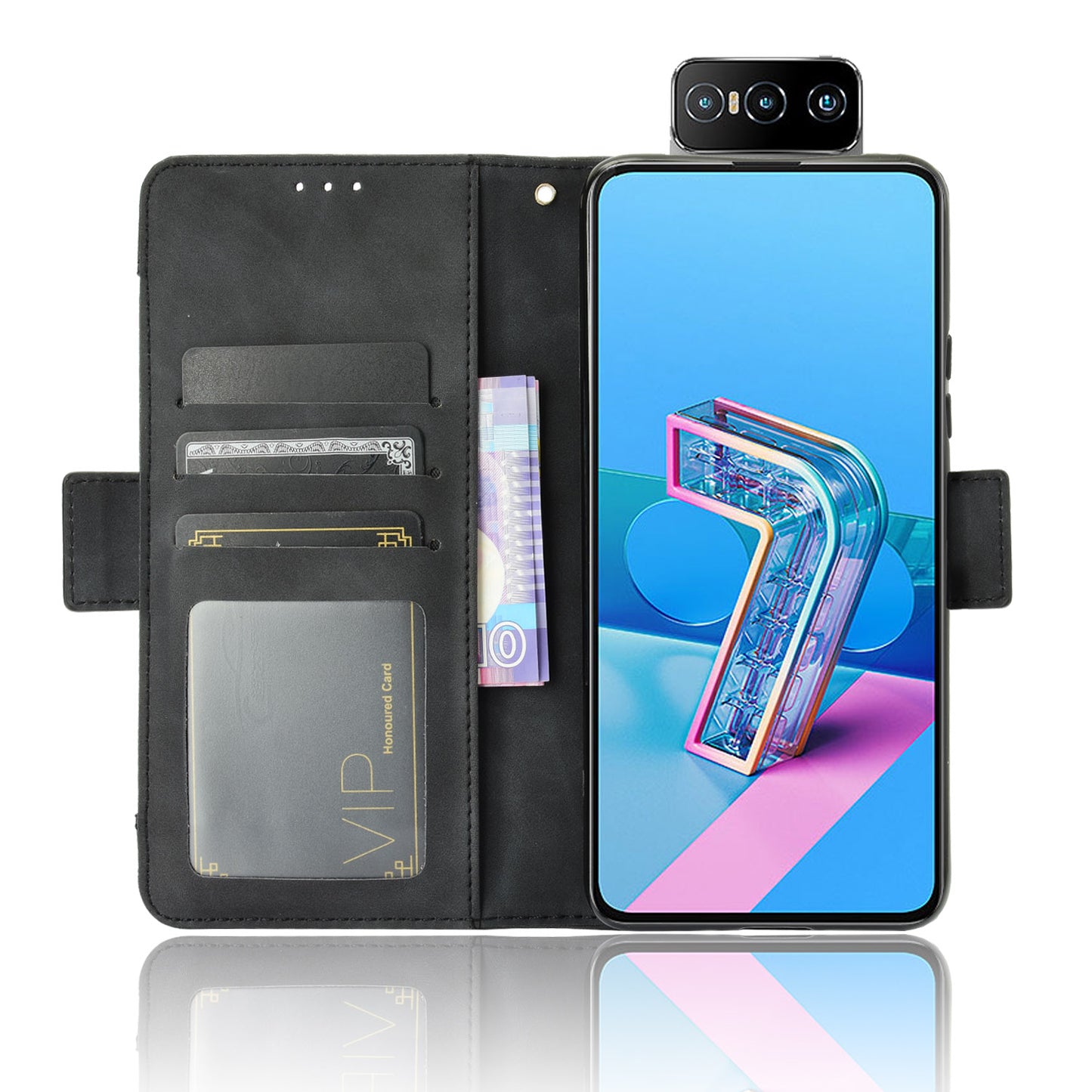 Multi-slot Leather Case Wallet Stand Shell Protector for Asus Zenfone 7 ZS670KS/Zenfone 7 Pro ZS671KS