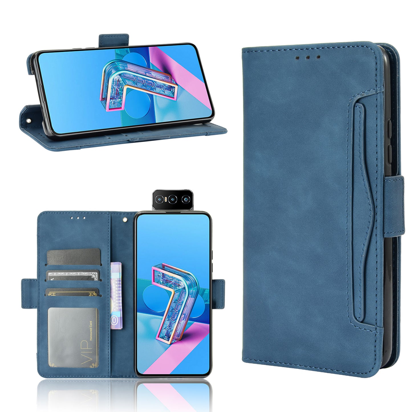 Multi-slot Leather Case Wallet Stand Shell Protector for Asus Zenfone 7 ZS670KS/Zenfone 7 Pro ZS671KS