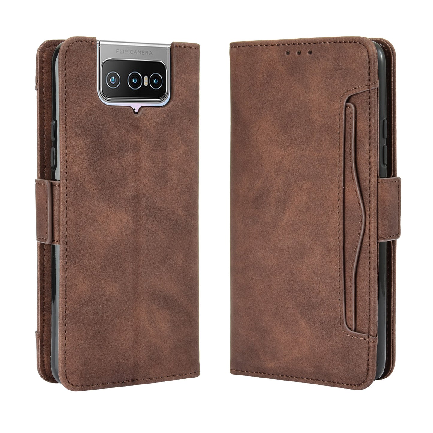 Multi-slot Leather Case Wallet Stand Shell Protector for Asus Zenfone 7 ZS670KS/Zenfone 7 Pro ZS671KS