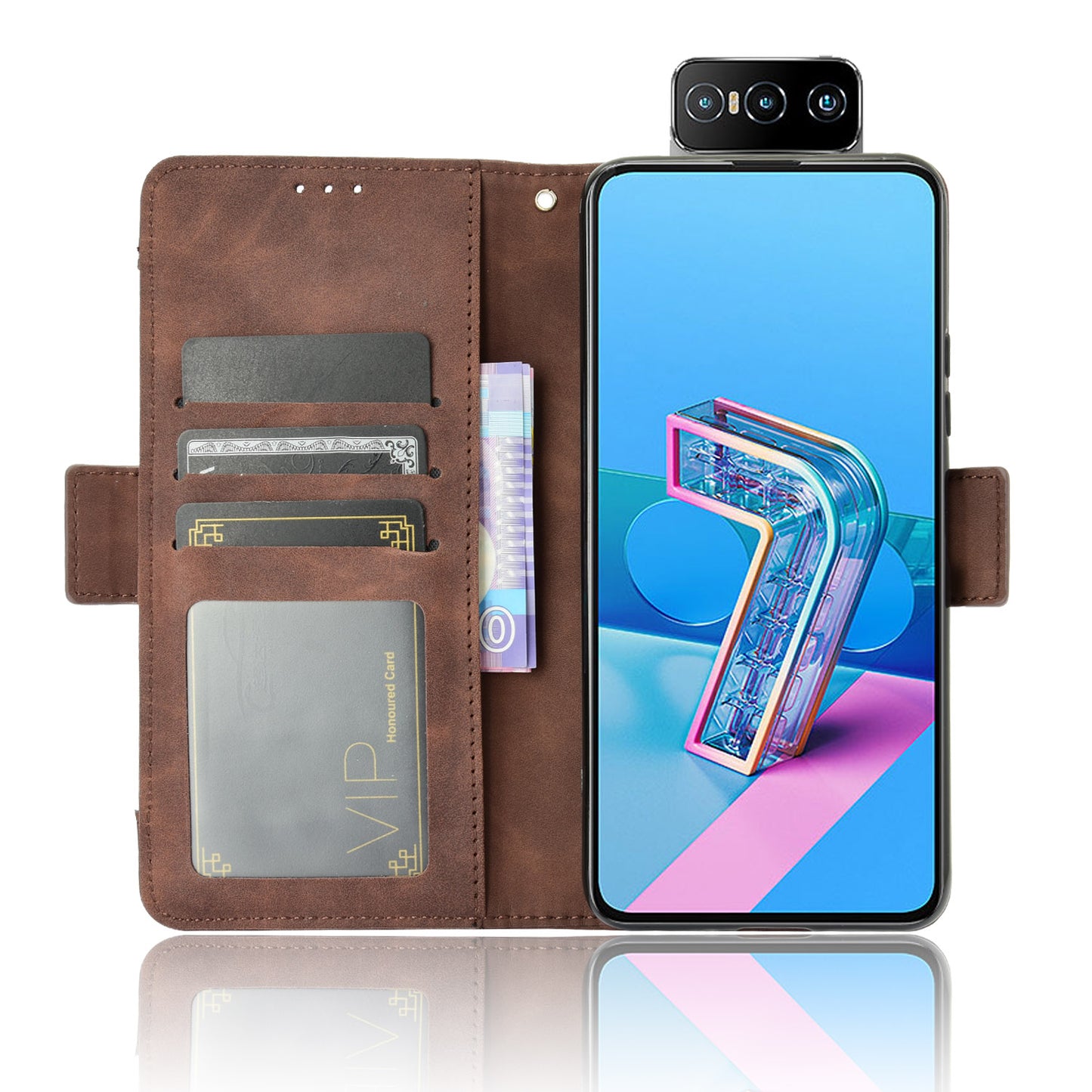 Multi-slot Leather Case Wallet Stand Shell Protector for Asus Zenfone 7 ZS670KS/Zenfone 7 Pro ZS671KS