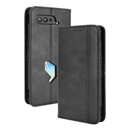 Magnetic Closure Vintage Style Phone Case Wallet Stand Leather Cover for Asus ROG Phone 5