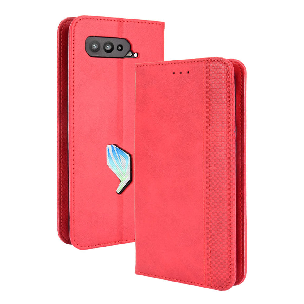 Magnetic Closure Vintage Style Phone Case Wallet Stand Leather Cover for Asus ROG Phone 5