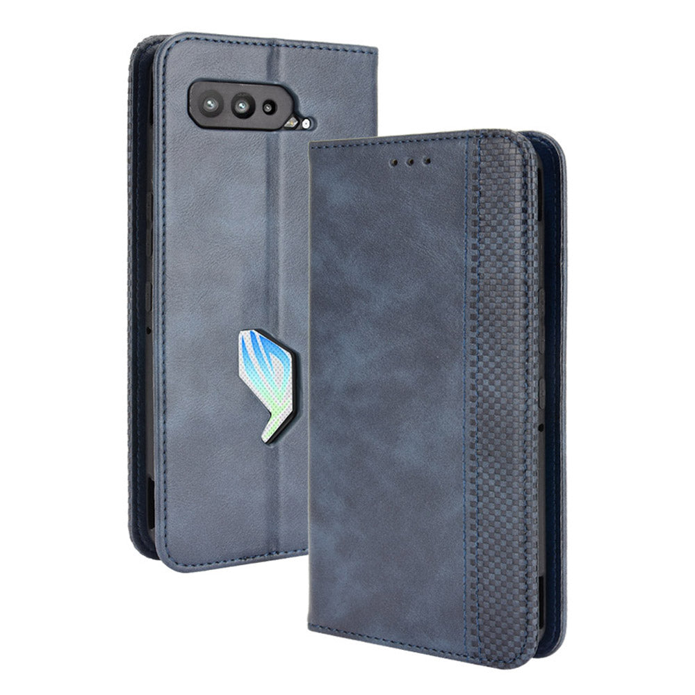 Magnetic Closure Vintage Style Phone Case Wallet Stand Leather Cover for Asus ROG Phone 5