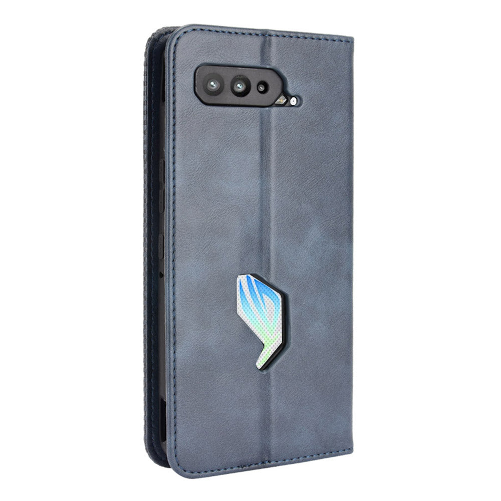 Magnetic Closure Vintage Style Phone Case Wallet Stand Leather Cover for Asus ROG Phone 5