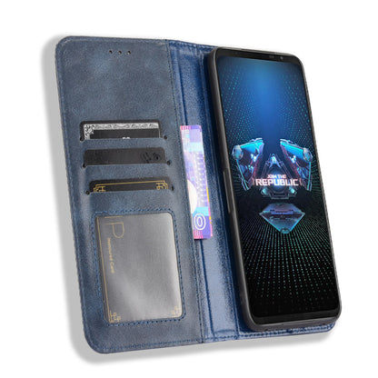 Magnetic Closure Vintage Style Phone Case Wallet Stand Leather Cover for Asus ROG Phone 5