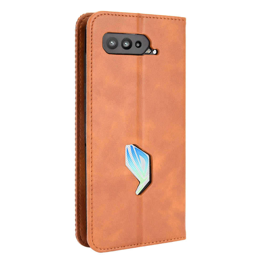 Magnetic Closure Vintage Style Phone Case Wallet Stand Leather Cover for Asus ROG Phone 5