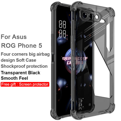 IMAK Well-Protected Flexible TPU Case with High Transparency Screen Protector for Asus ROG Phone 5/5 Pro/5 Ultimate