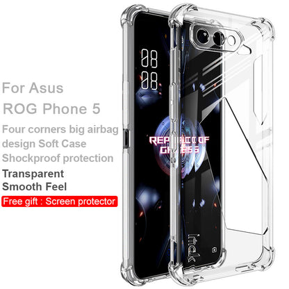 IMAK Well-Protected Flexible TPU Case with High Transparency Screen Protector for Asus ROG Phone 5/5 Pro/5 Ultimate