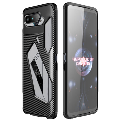 Carbon Fiber Texture Precise Cut-Out Well-Protected TPU Phone Protector Cover for Asus ROG Phone 5