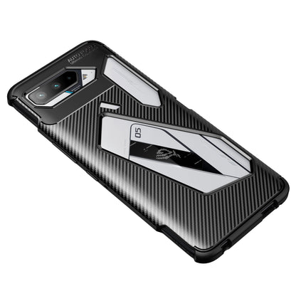 Carbon Fiber Texture Precise Cut-Out Well-Protected TPU Phone Protector Cover for Asus ROG Phone 5