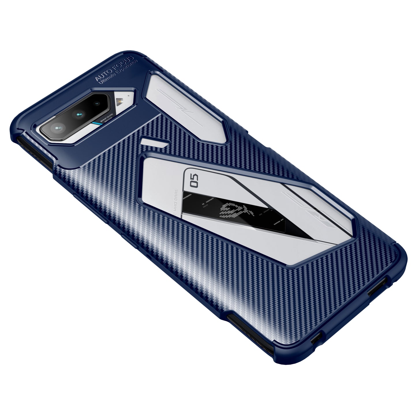 Carbon Fiber Texture Precise Cut-Out Well-Protected TPU Phone Protector Cover for Asus ROG Phone 5