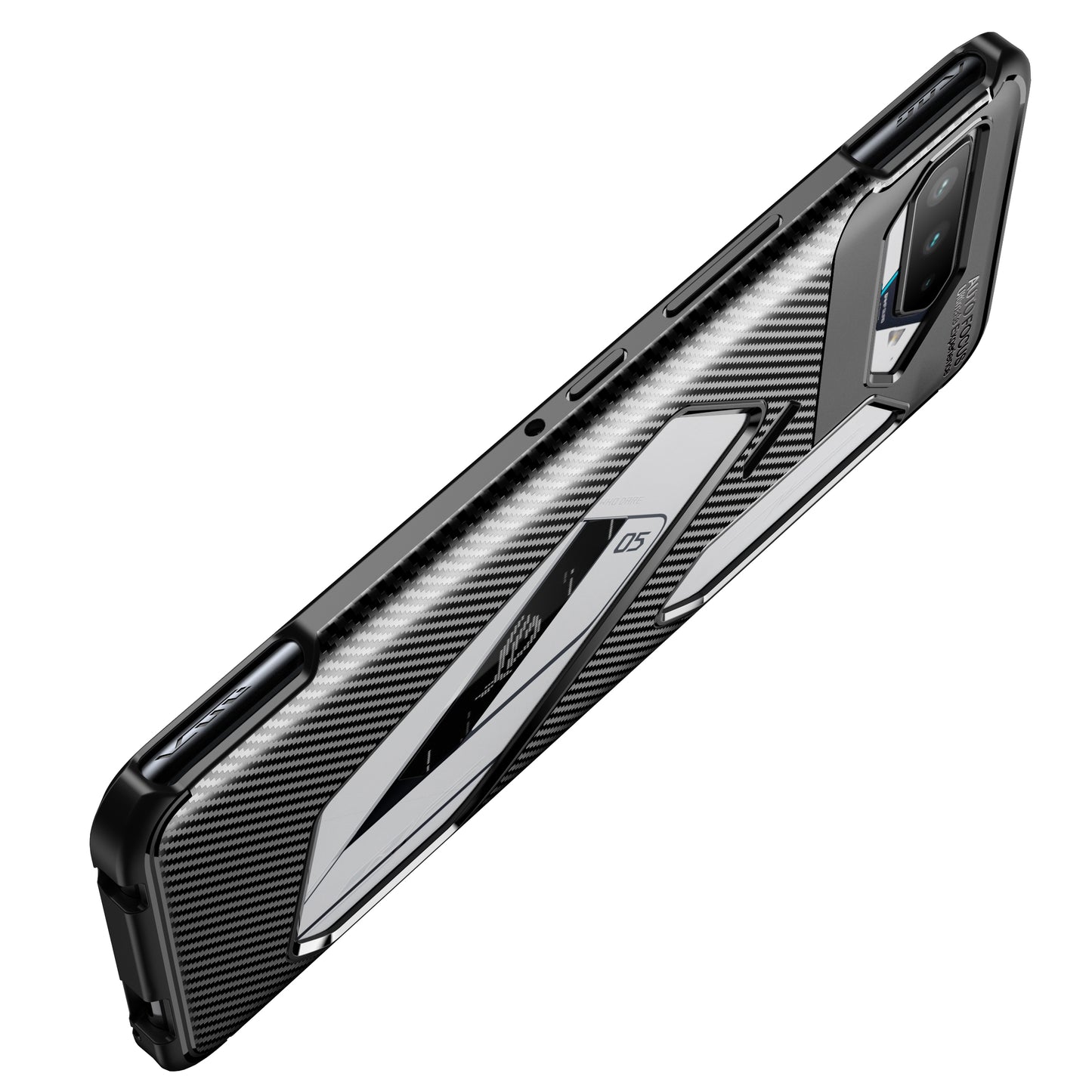 Carbon Fiber Texture Precise Cut-Out Well-Protected TPU Phone Protector Cover for Asus ROG Phone 5