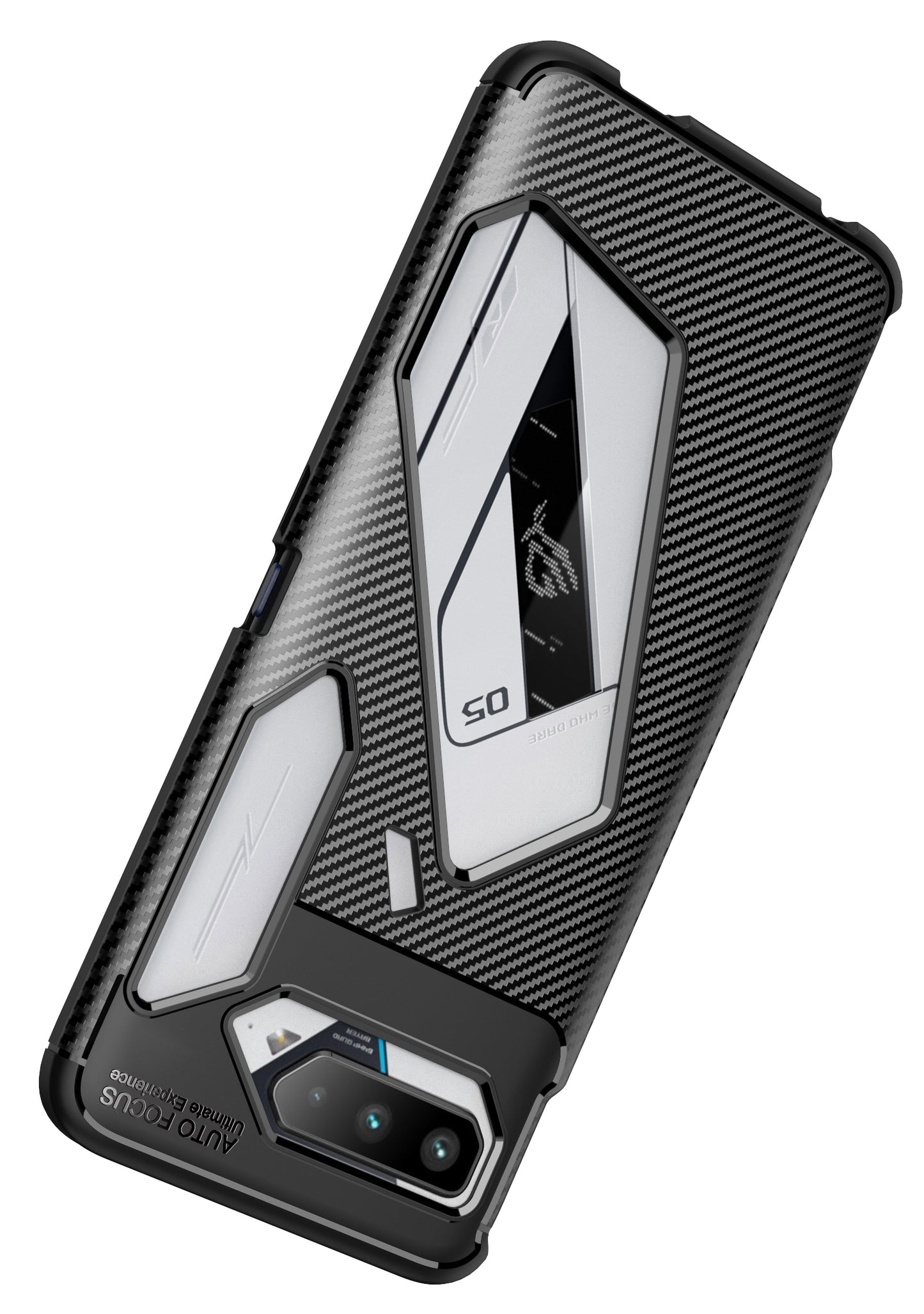 Carbon Fiber Texture Precise Cut-Out Well-Protected TPU Phone Protector Cover for Asus ROG Phone 5