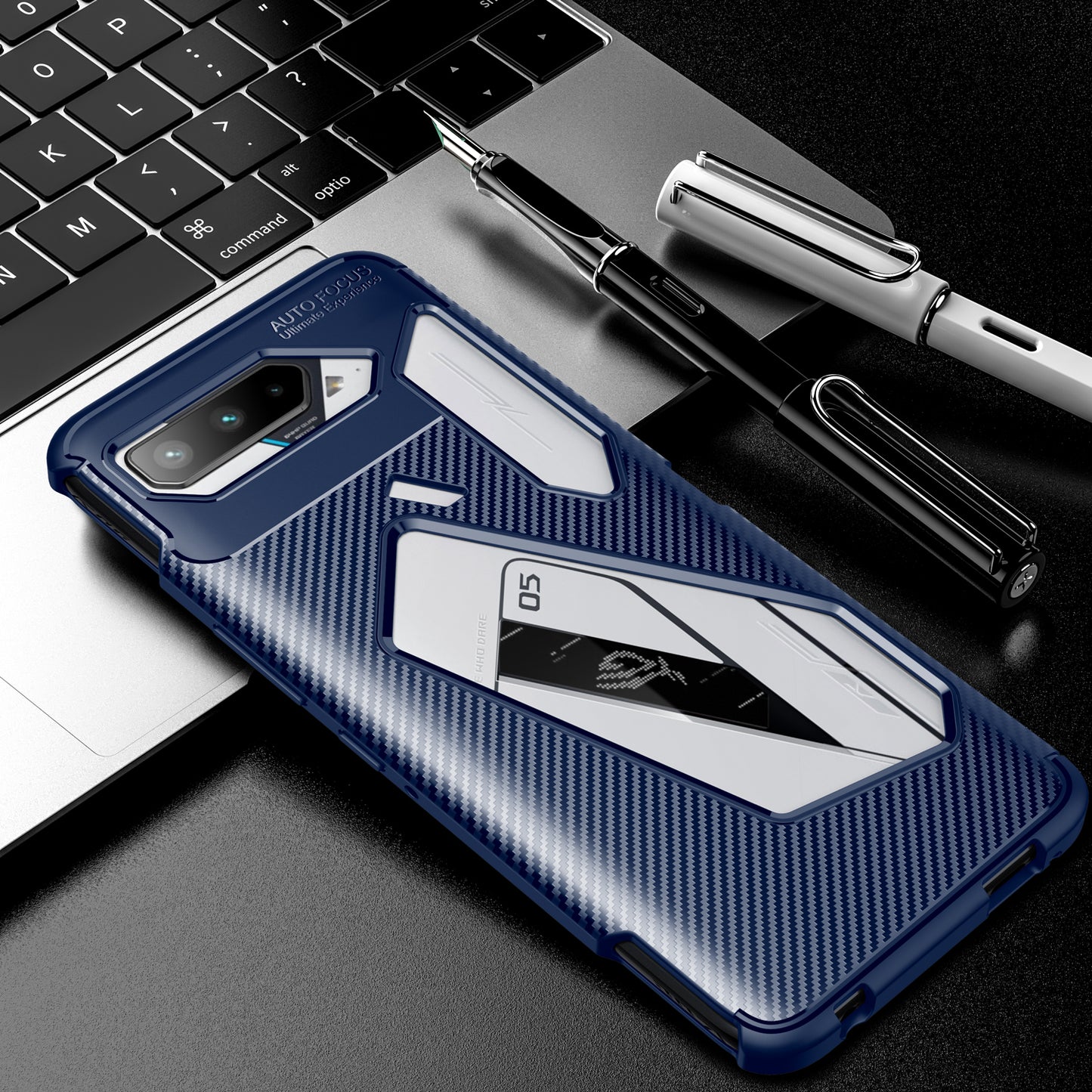 Carbon Fiber Texture Precise Cut-Out Well-Protected TPU Phone Protector Cover for Asus ROG Phone 5