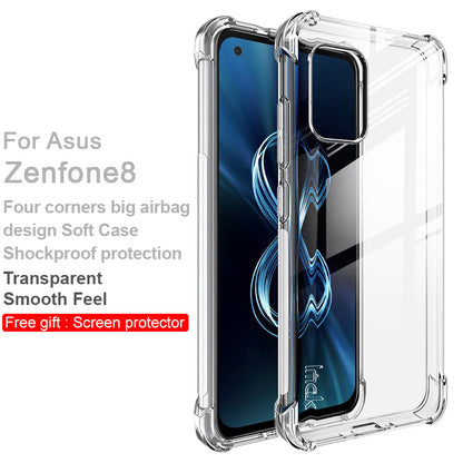 IMAK Flexible TPU Case Shock-Proof Cover with High Definition Screen Protector for Asus Zenfone 8 ZS590KS