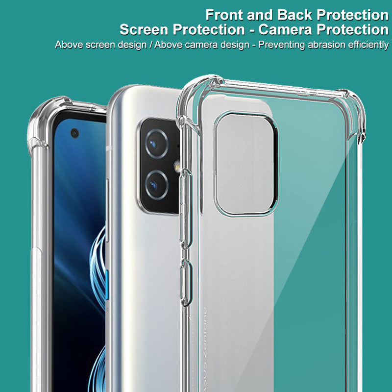 IMAK Flexible TPU Case Shock-Proof Cover with High Definition Screen Protector for Asus Zenfone 8 ZS590KS