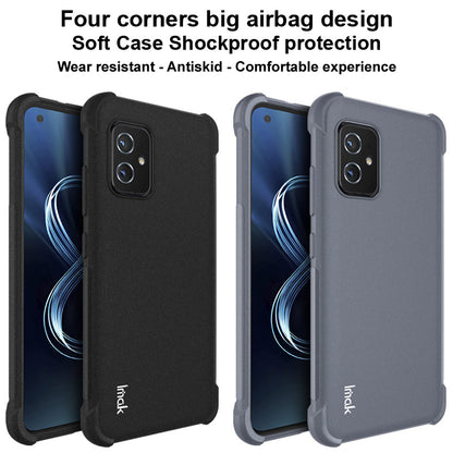 IMAK Four Corners Airbag Design Matte Finish Sandy Feel TPU Phone Case with Screen Protector for Asus Zenfone 8 ZS590KS